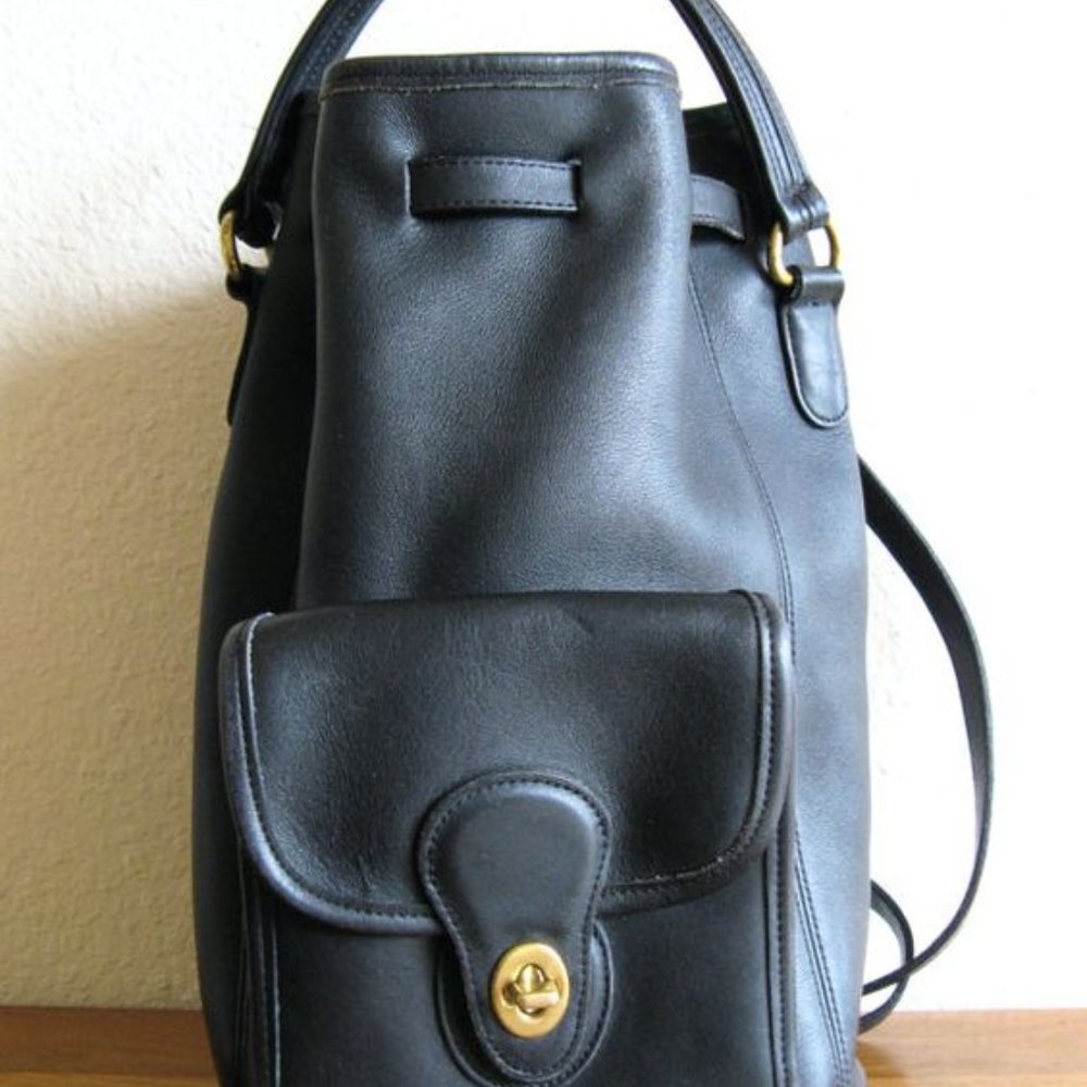 Coach Black Leath Backpack/Sling/Purse -Style # J6C- 9992